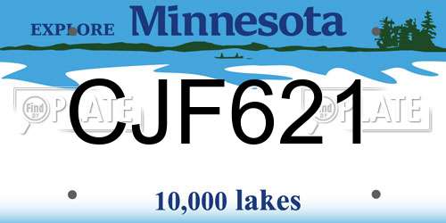 CJF621 Minnesota License Plate
