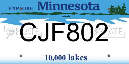 CJF802 Minnesota License Plate