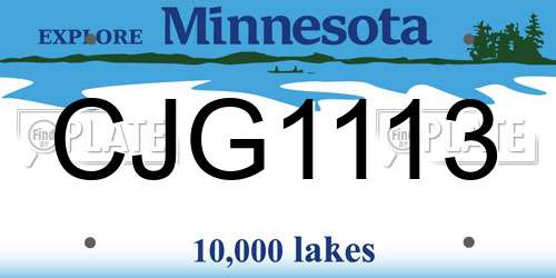 CJG1113 Minnesota License Plate