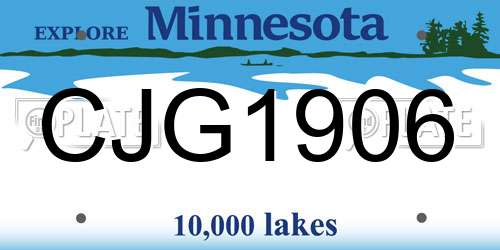 CJG1906 Minnesota License Plate