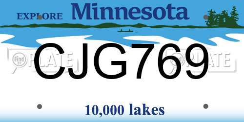 CJG769 Minnesota License Plate