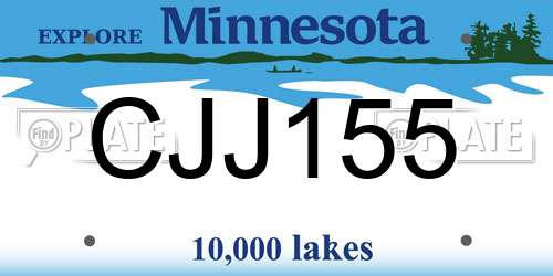CJJ155 Minnesota License Plate