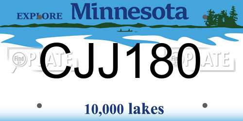 CJJ180 Minnesota License Plate