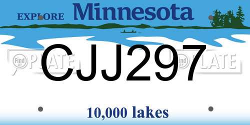 CJJ297 Minnesota License Plate