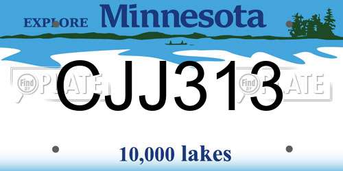 CJJ313 Minnesota License Plate