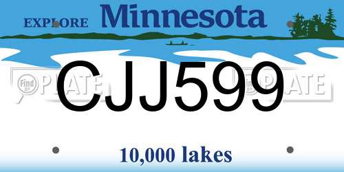 CJJ599 Minnesota License Plate