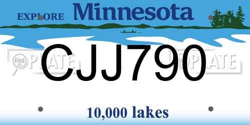 CJJ790 Minnesota License Plate