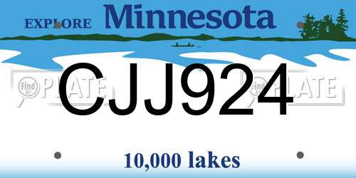 CJJ924 Minnesota License Plate