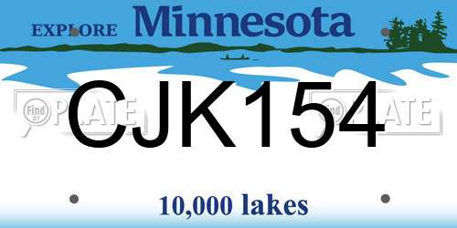 CJK154 Minnesota License Plate