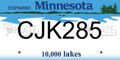 CJK285 Minnesota License Plate