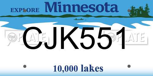CJK551 Minnesota License Plate