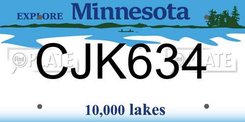 CJK634 Minnesota License Plate