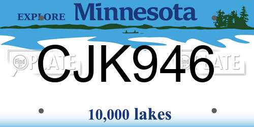 CJK946 Minnesota License Plate
