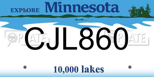 CJL860 Minnesota License Plate