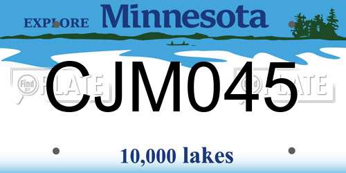 CJM045 Minnesota License Plate