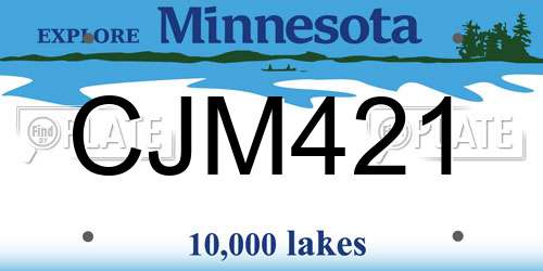 CJM421 Minnesota License Plate