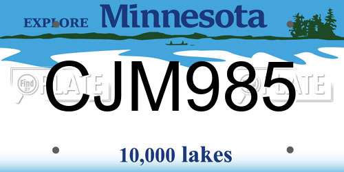 CJM985 Minnesota License Plate