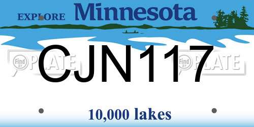 CJN117 Minnesota License Plate