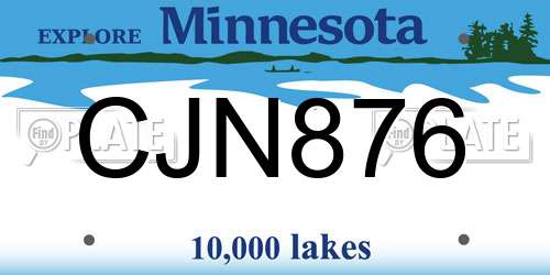 CJN876 Minnesota License Plate