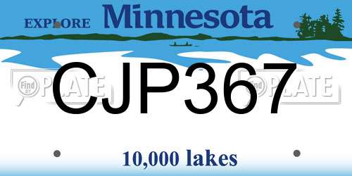 CJP367 Minnesota License Plate