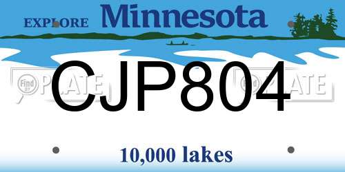 CJP804 Minnesota License Plate