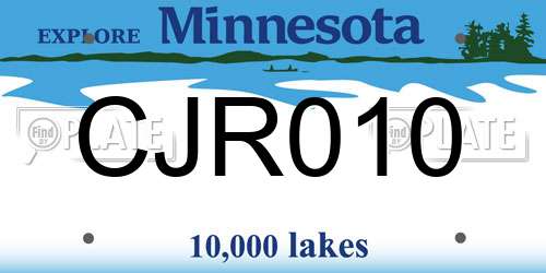 CJR010 Minnesota License Plate