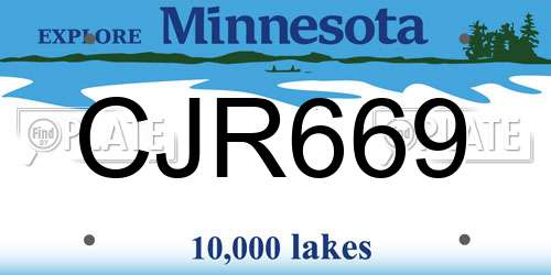 CJR669 Minnesota License Plate