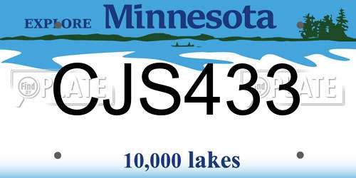 CJS433 Minnesota License Plate