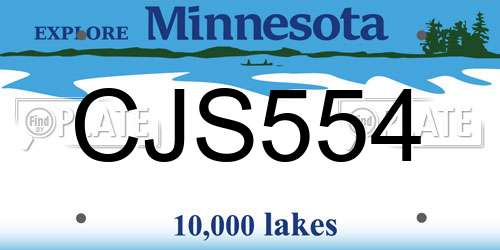 CJS554 Minnesota License Plate