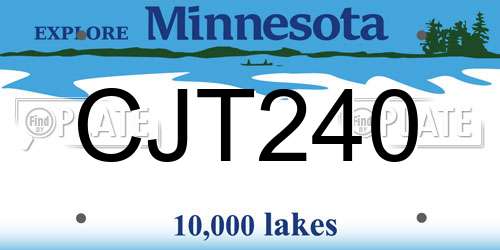 CJT240 Minnesota License Plate