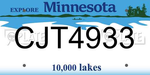 CJT4933 Minnesota License Plate