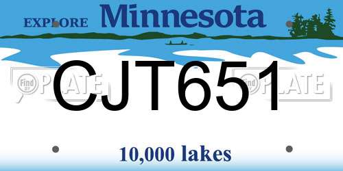 CJT651 Minnesota License Plate