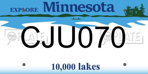 CJU070 Minnesota License Plate