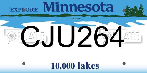CJU264 Minnesota License Plate