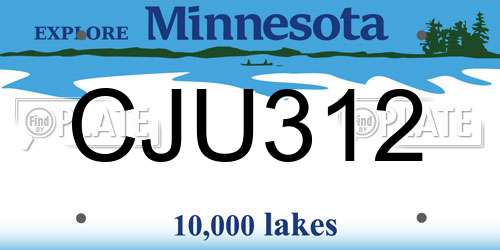 CJU312 Minnesota License Plate