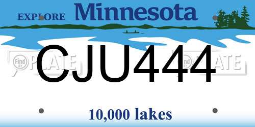 CJU444 Minnesota License Plate
