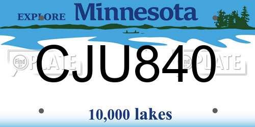 CJU840 Minnesota License Plate