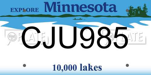 CJU985 Minnesota License Plate