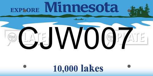 CJW007 Minnesota License Plate