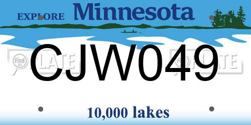 CJW049 Minnesota License Plate