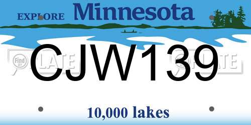 CJW139 Minnesota License Plate