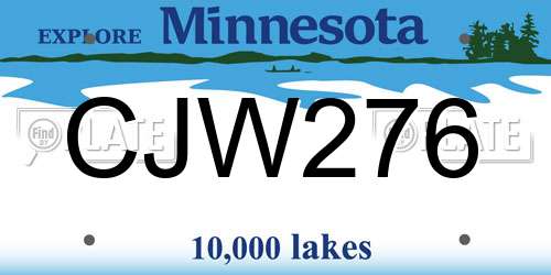 CJW276 Minnesota License Plate