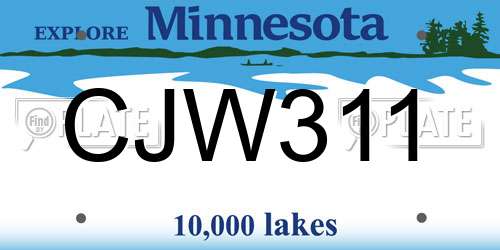 CJW311 Minnesota License Plate