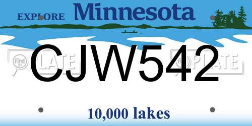 CJW542 Minnesota License Plate