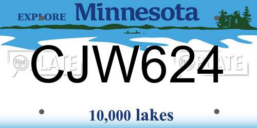 CJW624 Minnesota License Plate