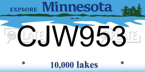 CJW953 Minnesota License Plate