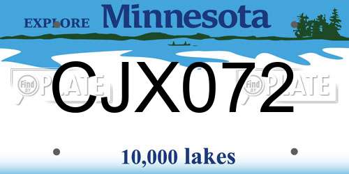 CJX072 Minnesota License Plate