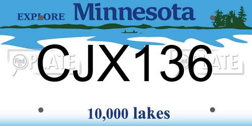 CJX136 Minnesota License Plate
