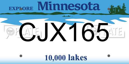 CJX165 Minnesota License Plate