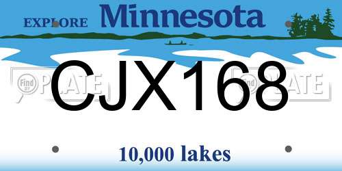 CJX168 Minnesota License Plate